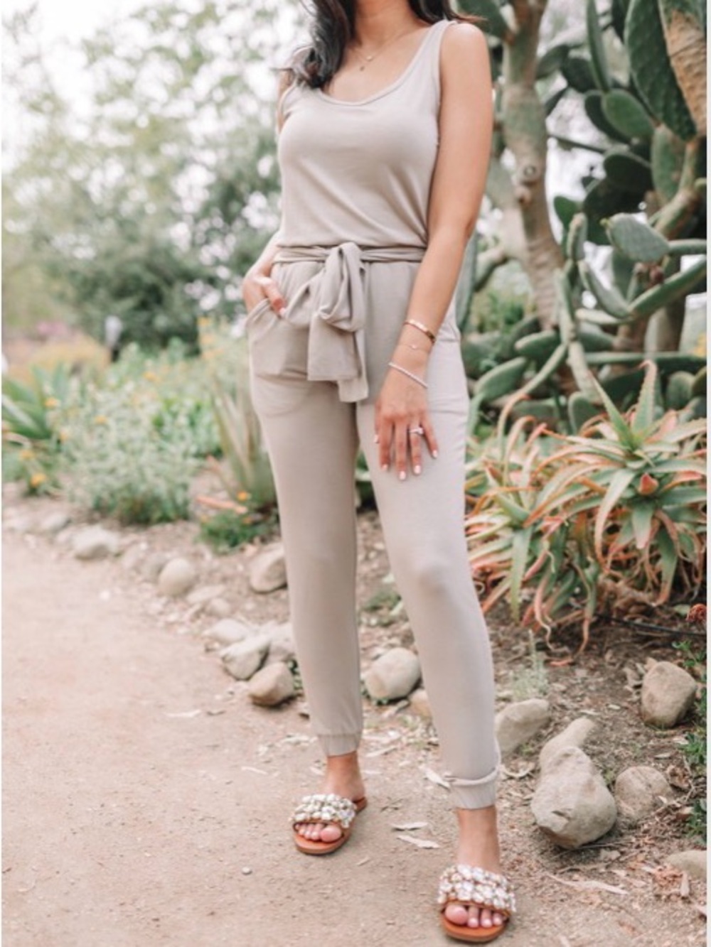 Amaryllis x Hey Nadeem easy Breezy Belted Jumpsuit in Taupe Size XS